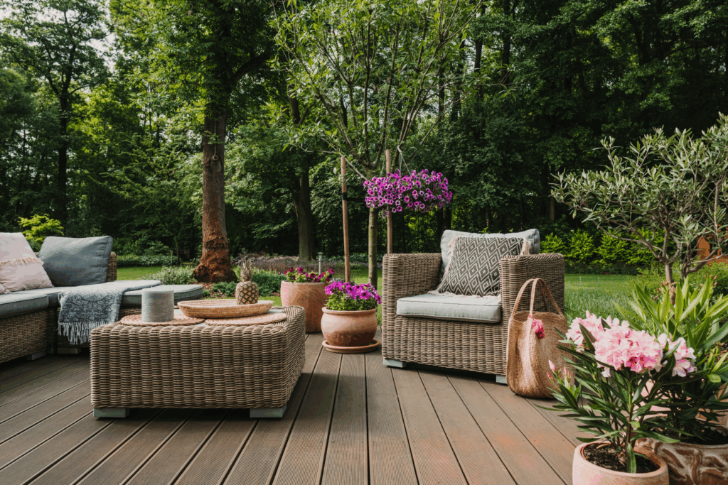 Well-presented garden staged for summer house viewing in Nottingham